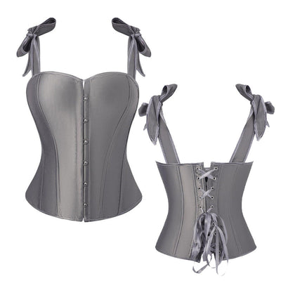 Retro French Satin Solid Color Double-Shoulder Strapless Corset Cosplay Costumes