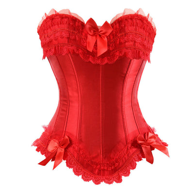 Bustier Corset Top for Women Overbust Lace Up Waist Cincher Shapewear Lingerie