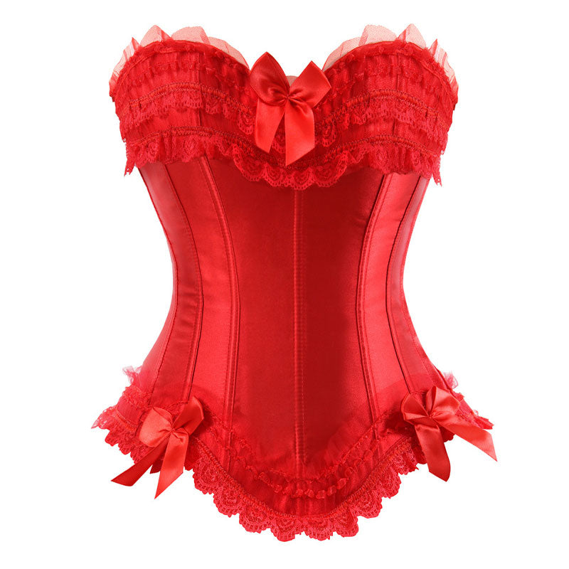 Bustier Corset Top for Women Overbust Lace Up Waist Cincher Shapewear Lingerie