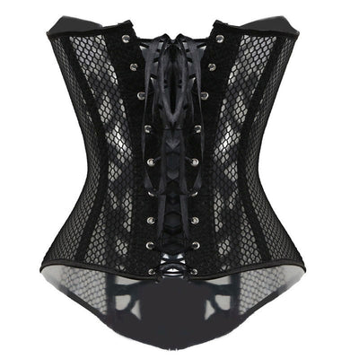 Black Underbust Corset Waist Cincher Mesh Lace Up Boned Corset Top Gothic Steampunk Renaissance Sheer Corset Women Waist Belt