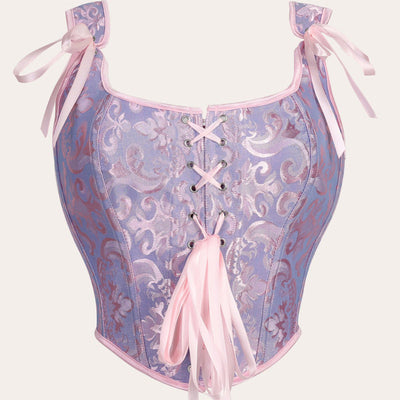 Medieval Retro Style Strappy Bodice with Mermaid Jacquard Ties Cosplay Costumes