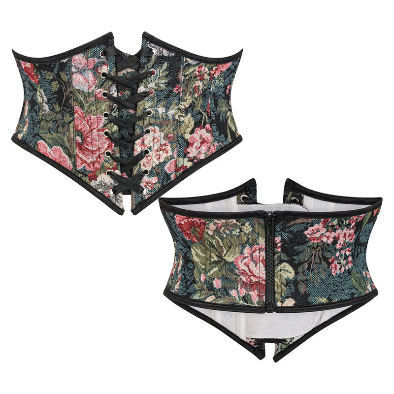 Corset Belt for Women Floral Lace Up Boned Underbust Corset Waist Belts