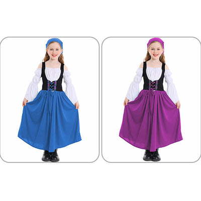 Medieval Farm Munich Beer Festival Kids Long Dress Cosplay Costumes