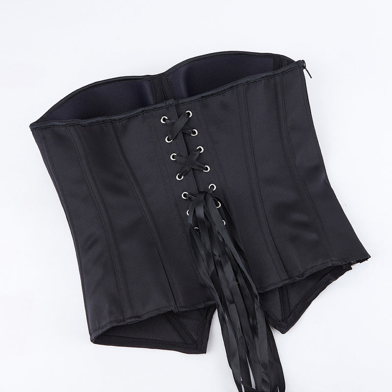 Underwire Bra Cups With Side Zippers Herringbone Striped Suit Fabric Corset Cosplay Costumes