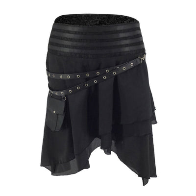 Victorian Gothic High Low Skirt Steampunk Pirate Skirts Retro Ruffles Lace Viking Costume Skirt