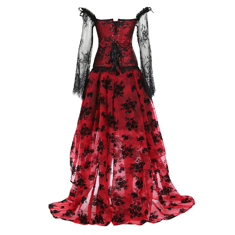 Corset Dress Top for Women with Sleeves off the shoulder Bustier Lace Floral Costumes Bridal Wedding