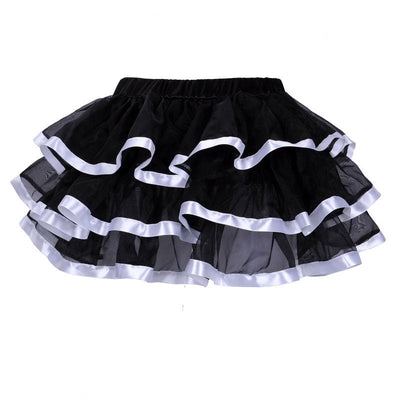 Womens 3-Layered Pleated Tulle Petticoat Tutu Puffy Party Cosplay Skirt