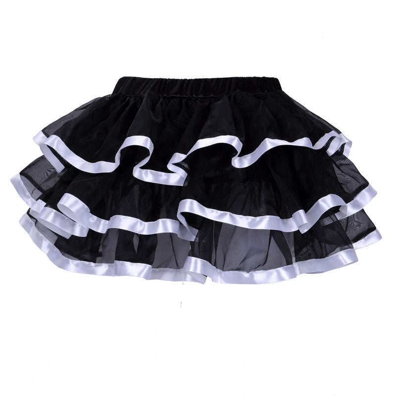 Womens 3-Layered Pleated Tulle Petticoat Tutu Puffy Party Cosplay Skirt