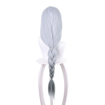 Game Genshin Impact Shenhe Long Grey Twist Braid Cosplay Wigs