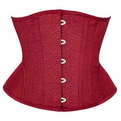 Women's Steel Boned Steampunk Gothic Bustier Corset Red Court Waist Short Corset Belt Lace-up Back