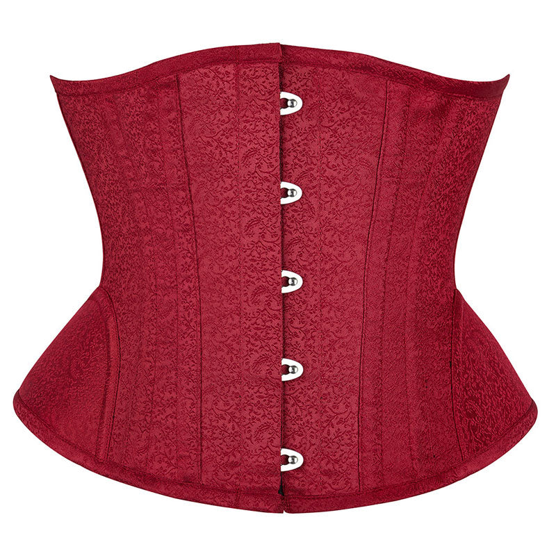 Women's Steel Boned Steampunk Gothic Bustier Corset Red Court Waist Short Corset Belt Lace-up Back