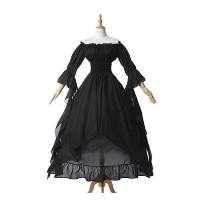 European Retro Gothic Style Lace Bell Sleeve Dress Cosplay Costumes