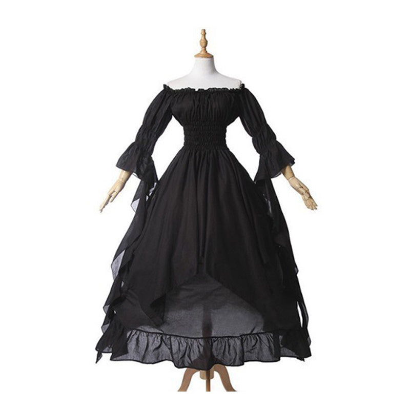 European Retro Gothic Style Lace Bell Sleeve Dress Cosplay Costumes