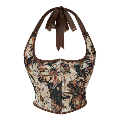 European Retro Oil Painting Style Halter Neck Corset Top Cosplay Costumes