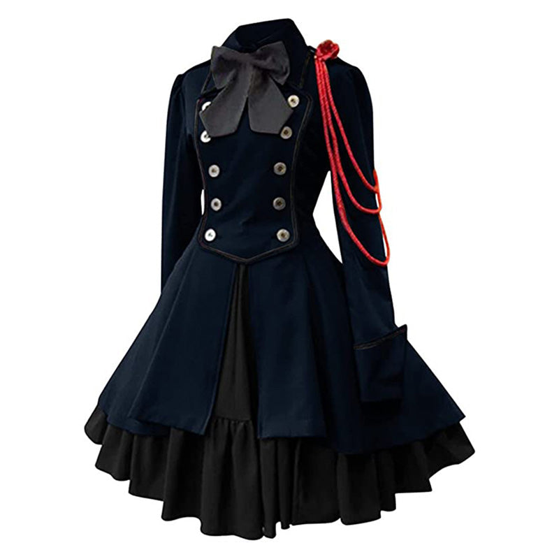 Steampunk Medieval Retro Renaissance Gothic Ruffle Dress Cosplay Costumes