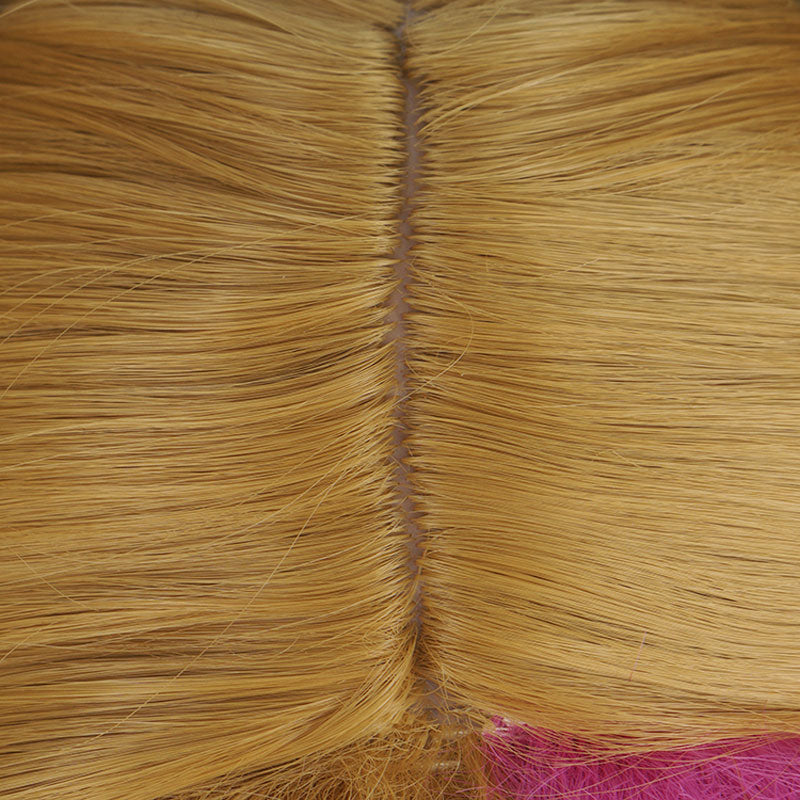 Game LOL Cafe Cutie Gwen Red & Blonde Twist Braid Cosplay Wigs With Ears