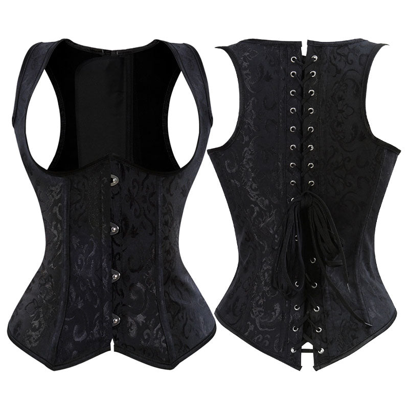 Corset Tops for Women Adjustable Floral Renaissance Underbust Corset Lace Up Pirate Bodice