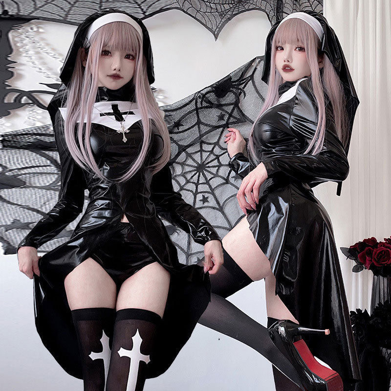 European Halloween Dark Gothic Style Vampire Nun Cosplay Costumes