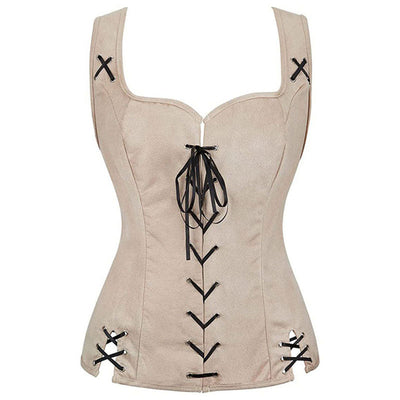 European Style Renaissance Punk Pirate Suede Lace-Up Vest Cosplay Costumes