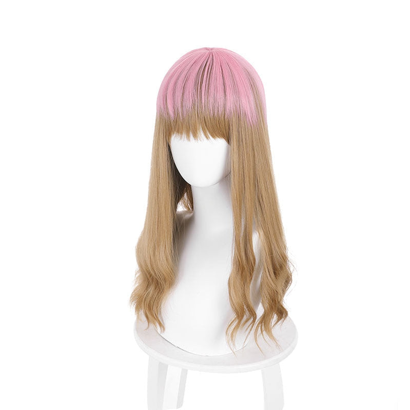 Anime SSSS.DYNAZENON Minami Yume Pink Gradient Brown Long Curly Cosplay Wigs