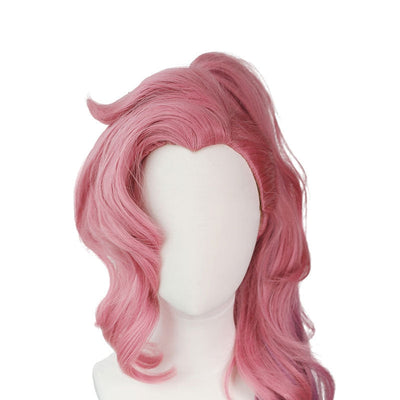 LOL Seraphine Cosplay Wig 100cm Long Ponytail Pink Gradient Purple Wavy Wigs