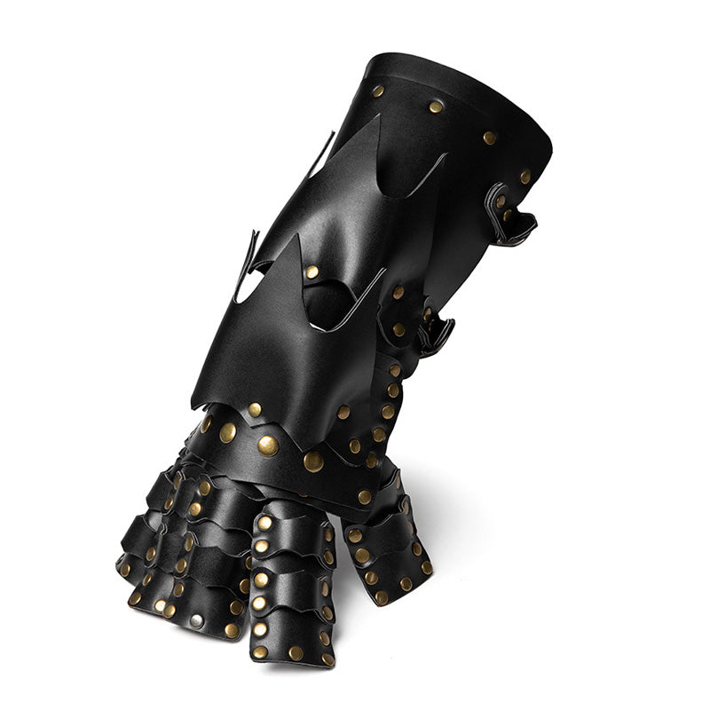 Steampunk PU Leather Color Block Arm Gloves Cosplay Props