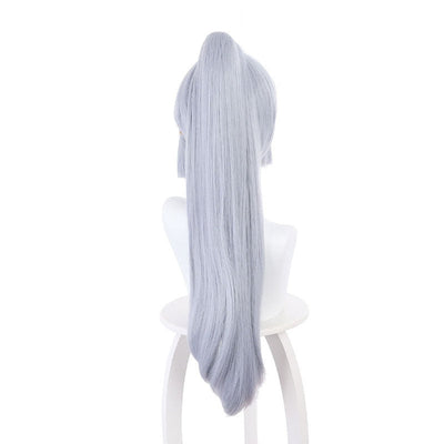 Game Genshin Impact Kamisato Ayaka Light Gray Blue Ponytail Cosplay Wigs