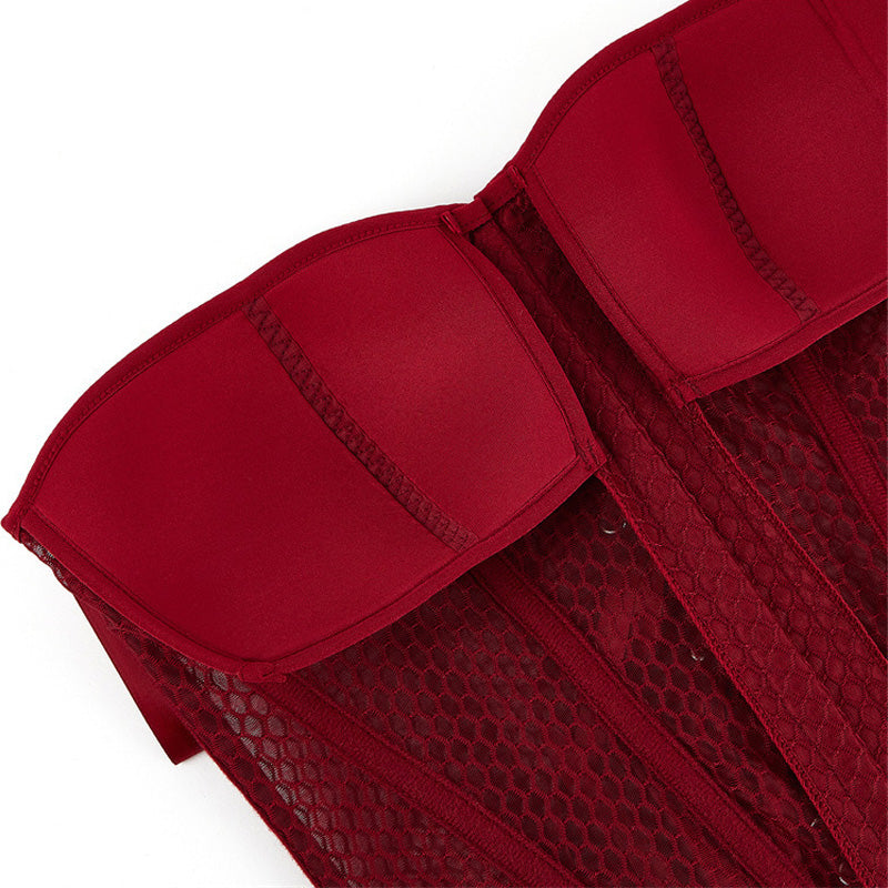 Retro Court Style Breathable Mesh Bra with Herringbone Fit Cosplay Costumes