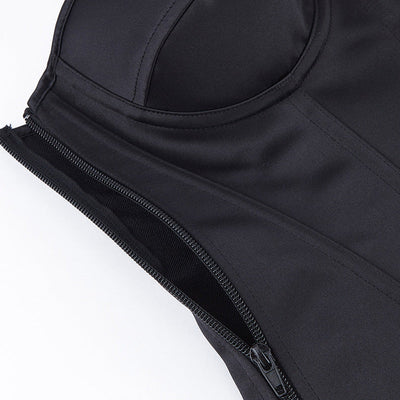 Underwire Bra Cups With Side Zippers Herringbone Striped Suit Fabric Corset Cosplay Costumes