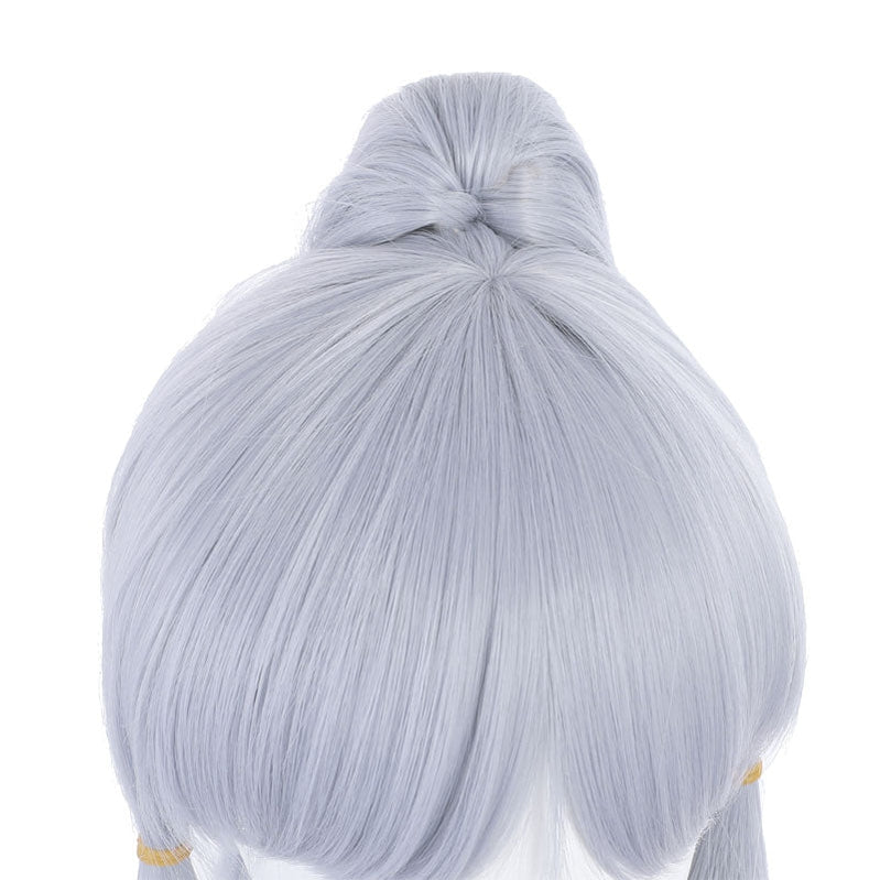 Game Genshin Impact Kamisato Ayaka Light Gray Blue Ponytail Cosplay Wigs