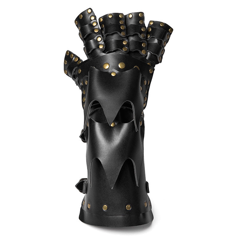 Steampunk PU Leather Color Block Arm Gloves Cosplay Props