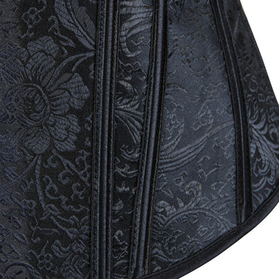 Women's Jacquard Shoulder Straps Corset Tops Lace Up Overbust Bustier Renaissance Court Push Up Crop Tops Waist Cincher