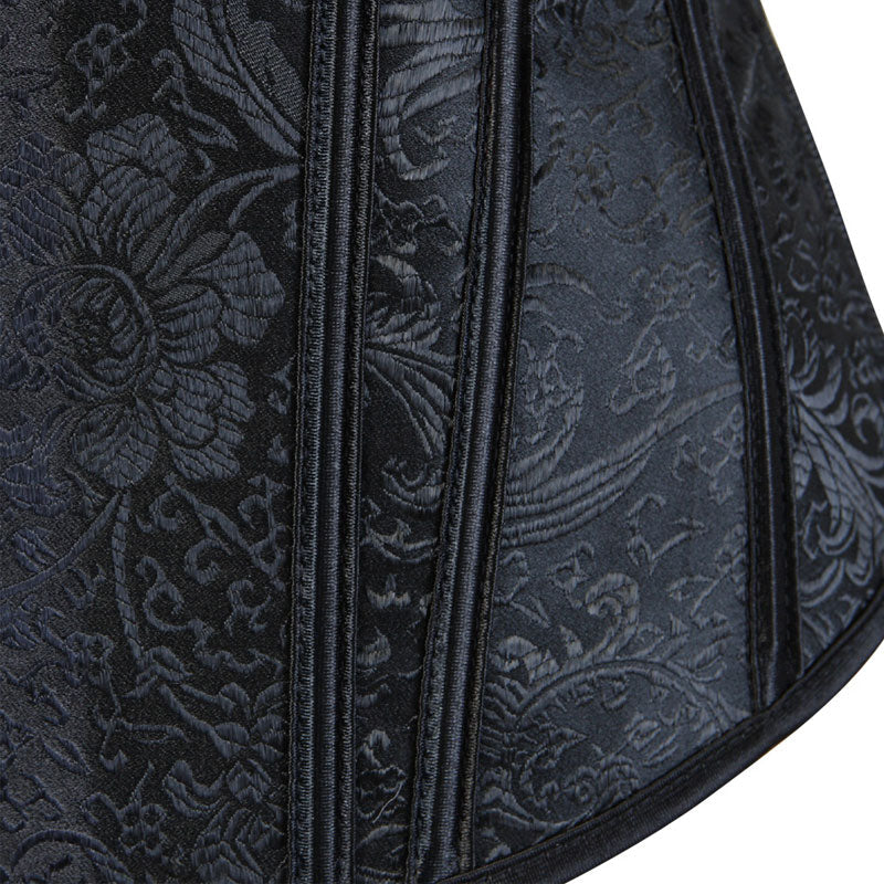 Women's Jacquard Shoulder Straps Corset Tops Lace Up Overbust Bustier Renaissance Court Push Up Crop Tops Waist Cincher