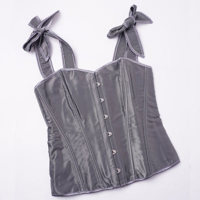 Retro French Satin Solid Color Double-Shoulder Strapless Corset Cosplay Costumes