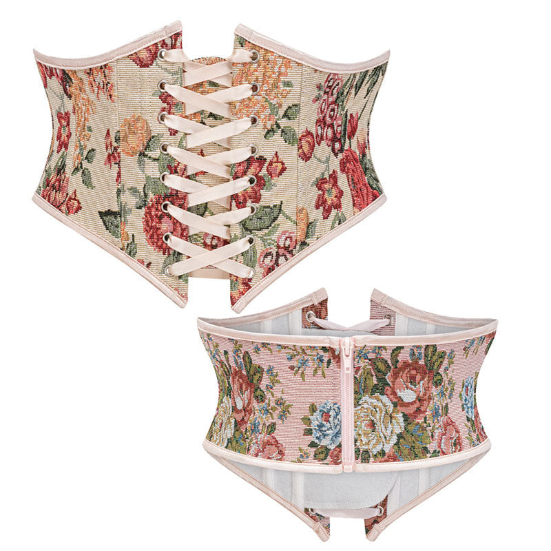 Corset Belt for Women Floral Lace Up Boned Underbust Corset Waist Belts
