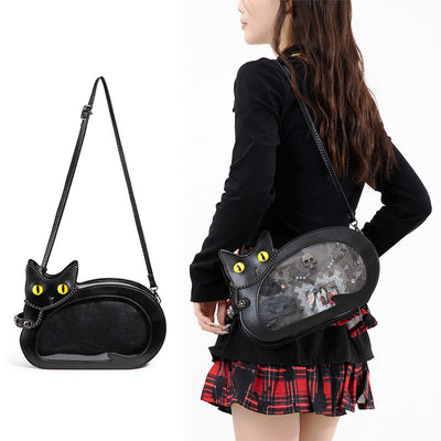 Retro Minimalist Cat Themed Casual Crossbody Bag Cosplay Props