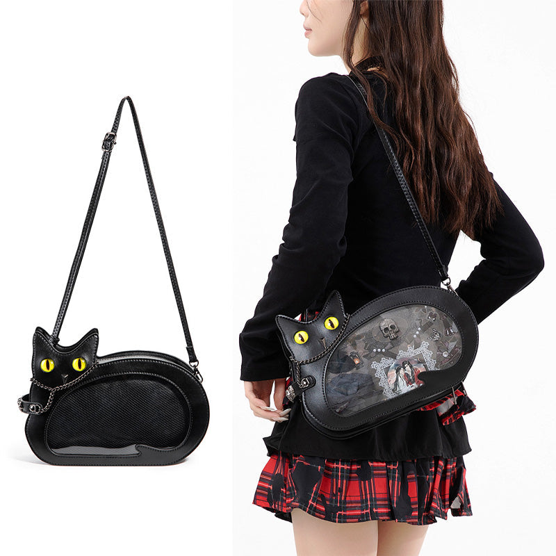 Retro Minimalist Cat Themed Casual Crossbody Bag Cosplay Props