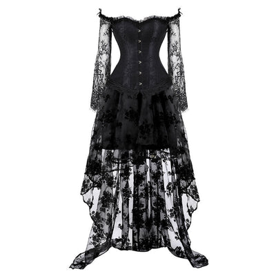 Corset Dress Top for Women with Sleeves off the shoulder Bustier Lace Floral Costumes Bridal Wedding