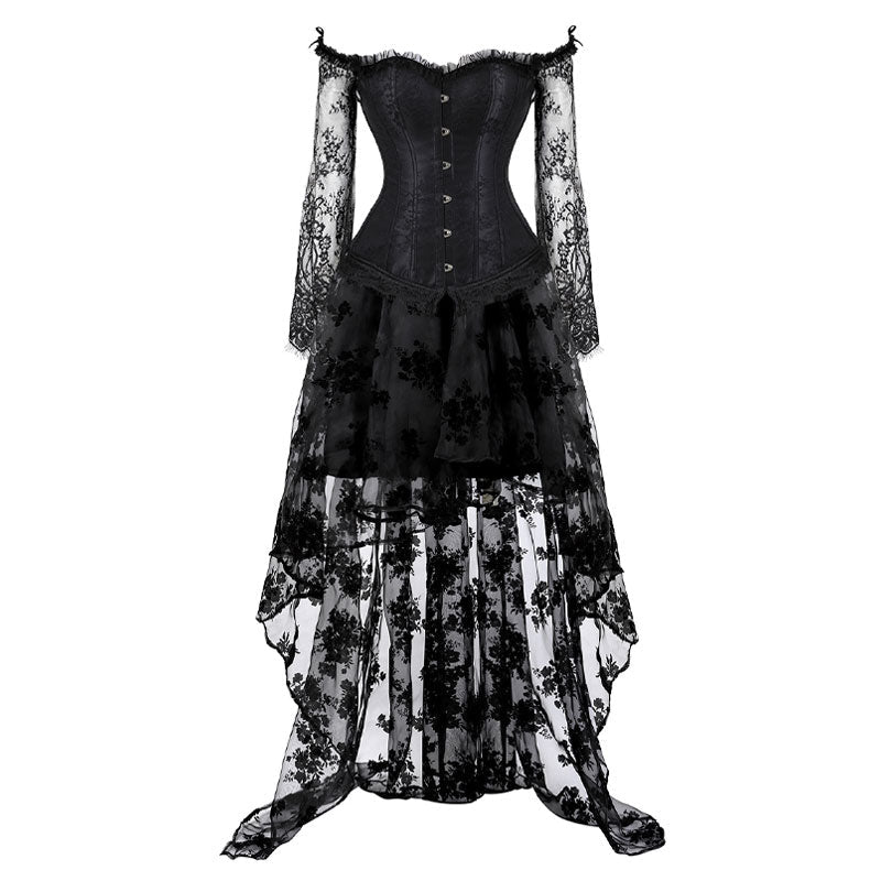 Corset Dress Top for Women with Sleeves off the shoulder Bustier Lace Floral Costumes Bridal Wedding