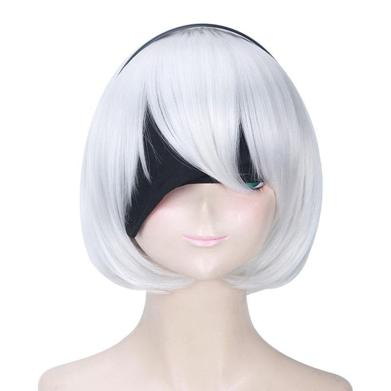 Game Nier: Automata Game 2b YoRHa No.2 Type B Silver Short Cosplay Wigs