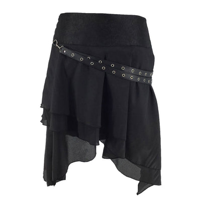 Victorian Gothic High Low Skirt Steampunk Pirate Skirts Retro Ruffles Lace Viking Costume Skirt