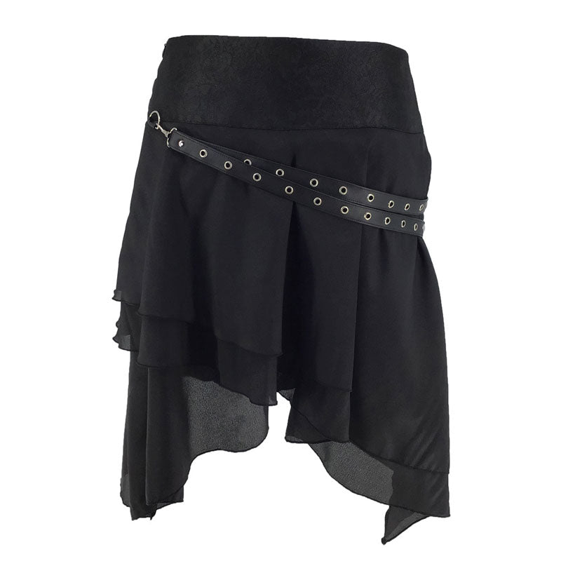 Victorian Gothic High Low Skirt Steampunk Pirate Skirts Retro Ruffles Lace Viking Costume Skirt