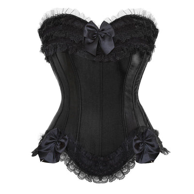 Bustier Corset Top for Women Overbust Lace Up Waist Cincher Shapewear Lingerie