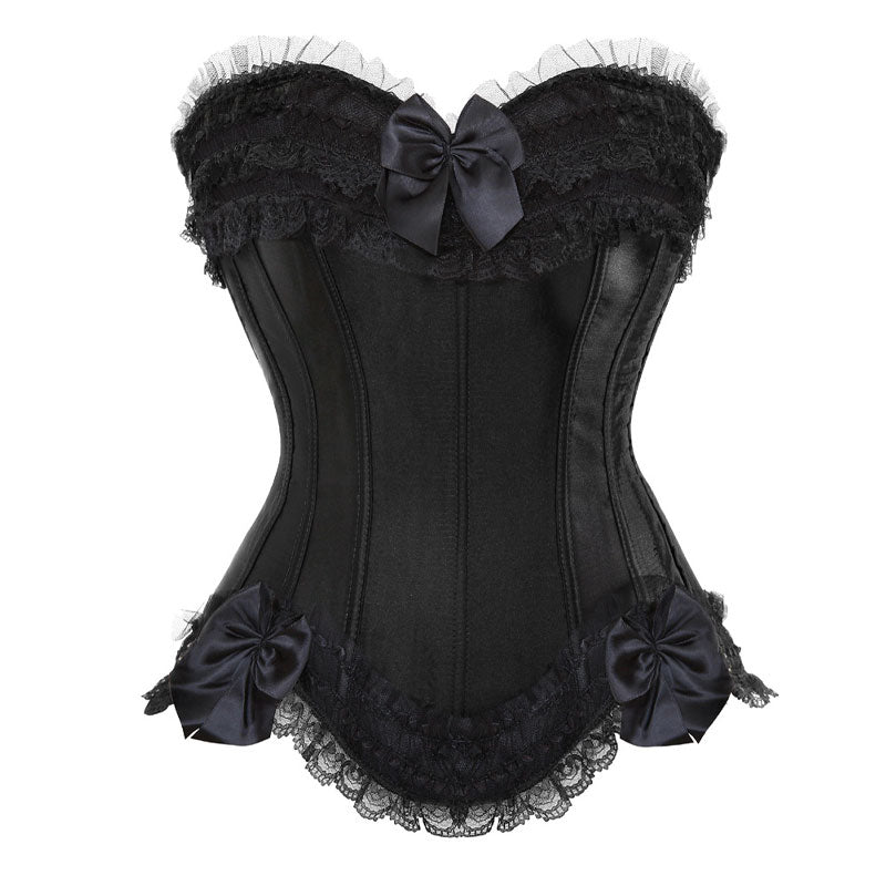 Bustier Corset Top for Women Overbust Lace Up Waist Cincher Shapewear Lingerie