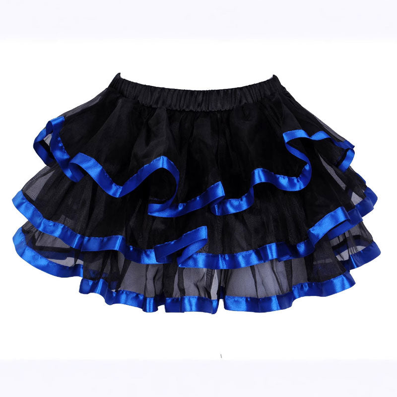 Womens 3-Layered Pleated Tulle Petticoat Tutu Puffy Party Cosplay Skirt