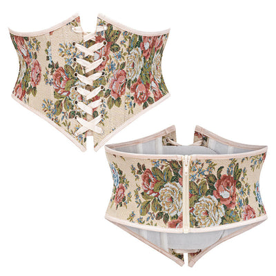 Corset Belt for Women Floral Lace Up Boned Underbust Corset Waist Belts