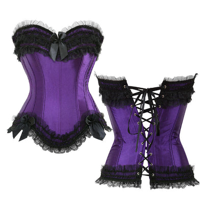 Bustier Corset Top for Women Overbust Lace Up Waist Cincher Shapewear Lingerie