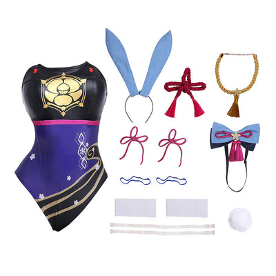 Game Genshin Impact Kamisato Ayaka Bunny Girl Cosplay Costumes