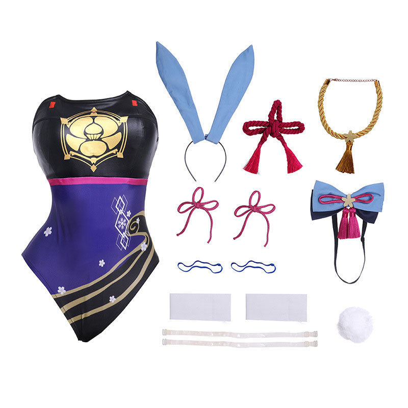 Game Genshin Impact Kamisato Ayaka Bunny Girl Cosplay Costumes