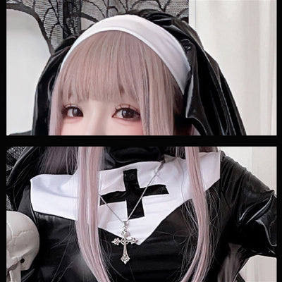 Dark Gothic Cross Vampire Nun Costume Halloween Cosplay Costumes